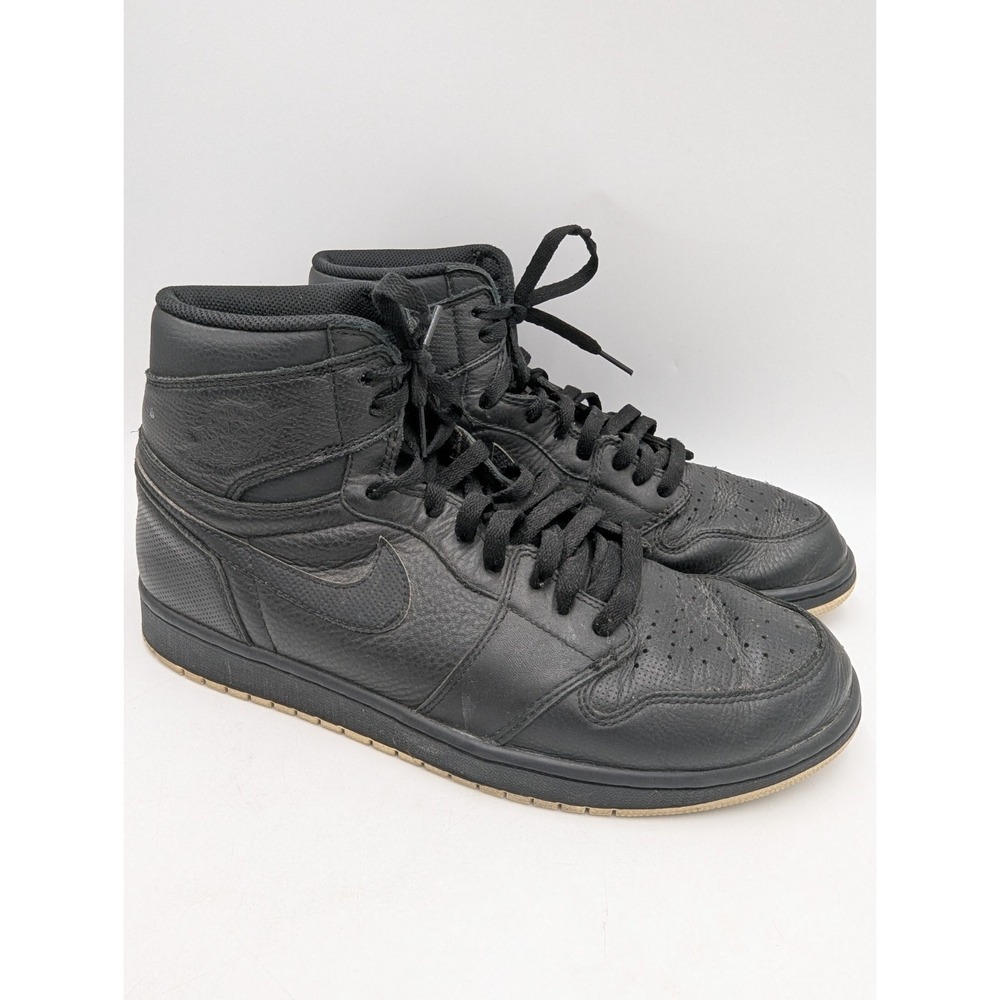 Nike Air Jordan 1 OG Men's 13 Black Perforated Basketball Sneakers 555088-002